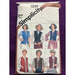 Simplicity 5294 sewing pattern vest 1970s